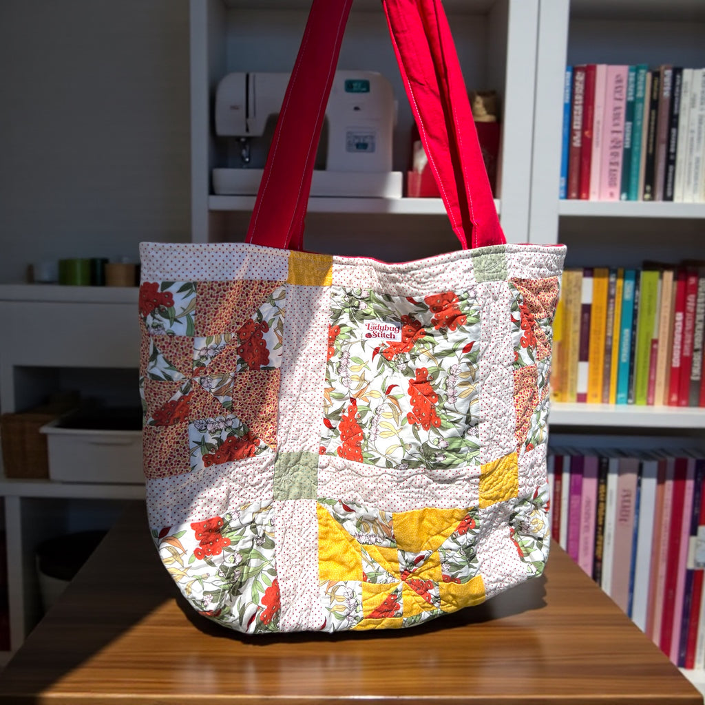 Upstitch Red Quilted Tote Bag