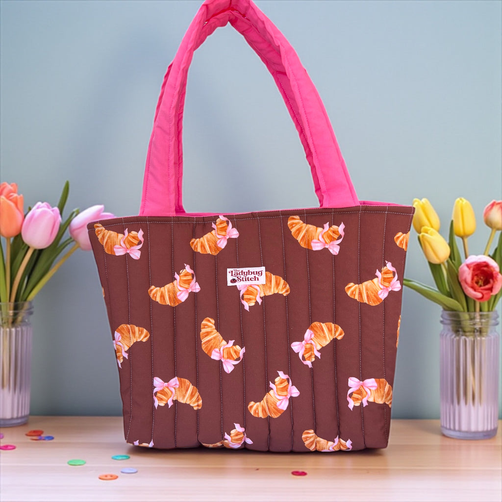 Chocolate Croissant Quilted Tote Bag